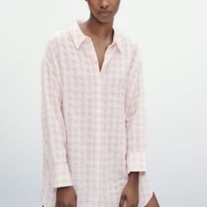 Zara Plaid Gauze Button Down